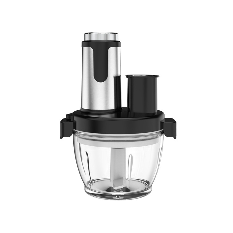 400W 4-Speed Electric Food Processor 2L Glass Bowl 2-Layer Un-detachable Blades Metal Connector Cup Lid Detachable Household