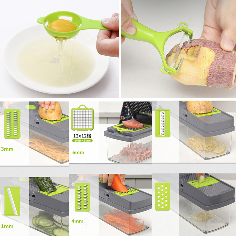 full star 12 in 1 kitchen vegetable cutter slicer vegetable chopper pro onion chopper 14 in 1 multifunction with basket