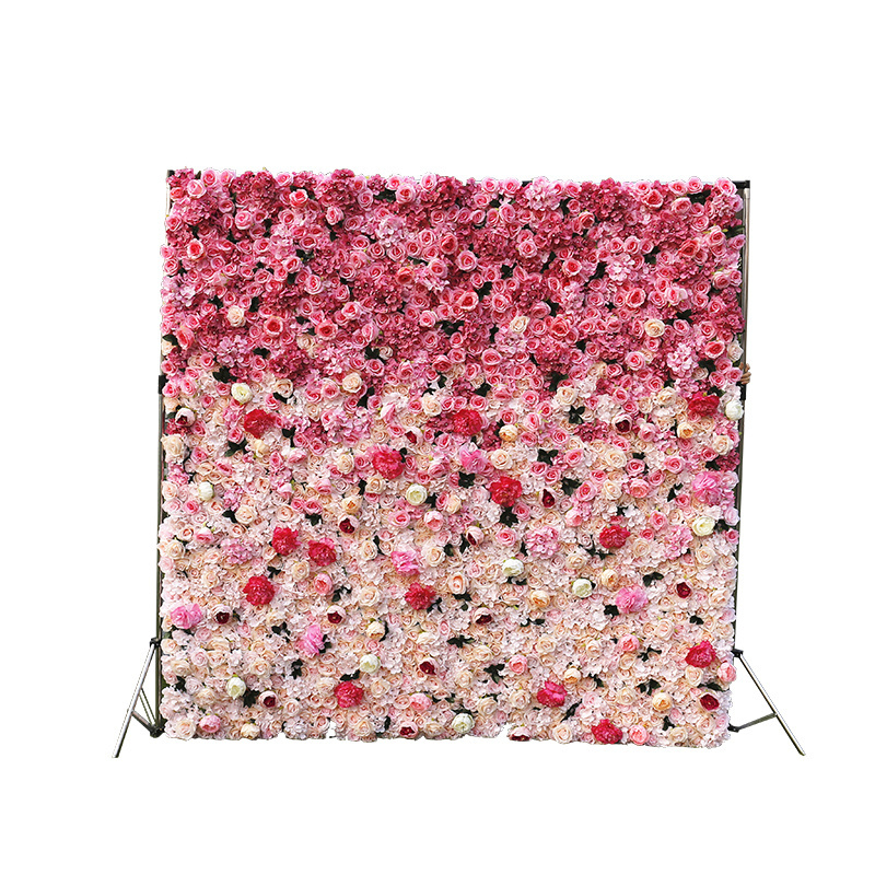 3d Rolled Silk Cloth Hydrangea Silk Floral Panels Wall Backdrop Artificial Rose Flower Wall For Salon Wall Wedding Decoration