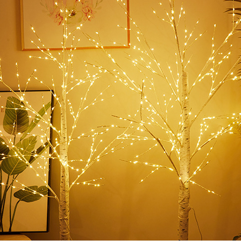 Custom White Christmas Twig Trees 6FT 5FT Birch Tree with Warm White LEDs