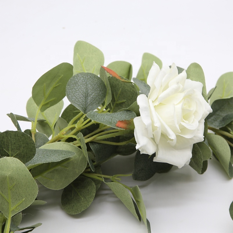 Eucalyptus garland artificial greenery eucalyptus leaves with roses for wedding wall decor