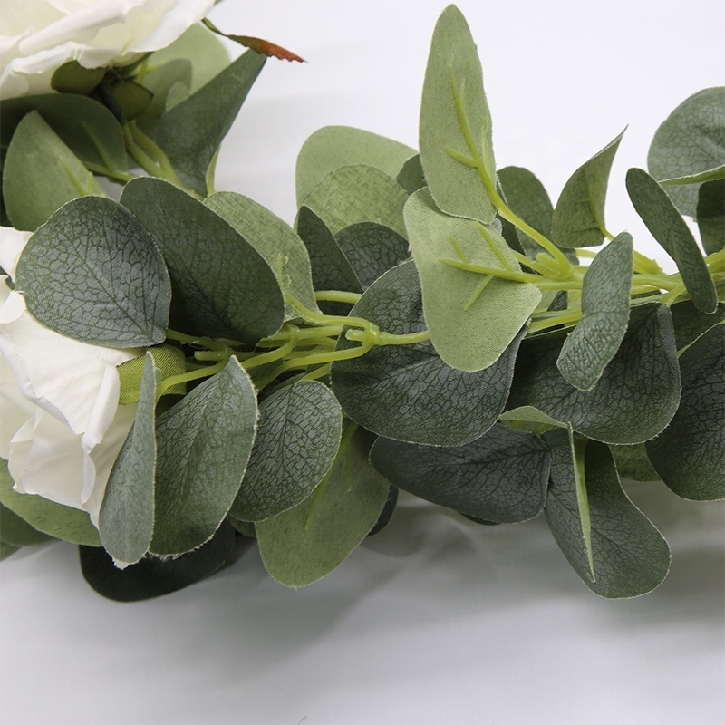 Eucalyptus garland artificial greenery eucalyptus leaves with roses for wedding wall decor