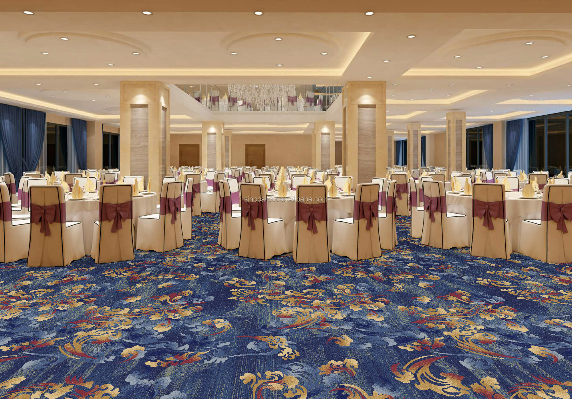 Customization Fire Resistant Luxury Ballroom Banquet Hall Broadloom Cinema Wall to Wall Wool Hotel Casino Carpet