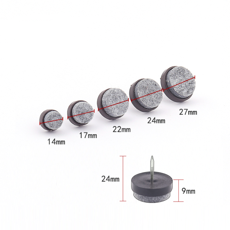 22MM Furniture Desk Glides Nail-on Felt Glides