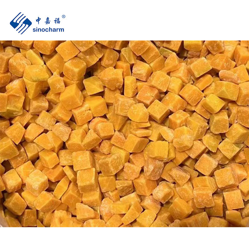 Sinocharm HACCP 10mm IQF Peeled Cut Vegetables Chunks Wholesale Price Frozen Diced Pumpkin