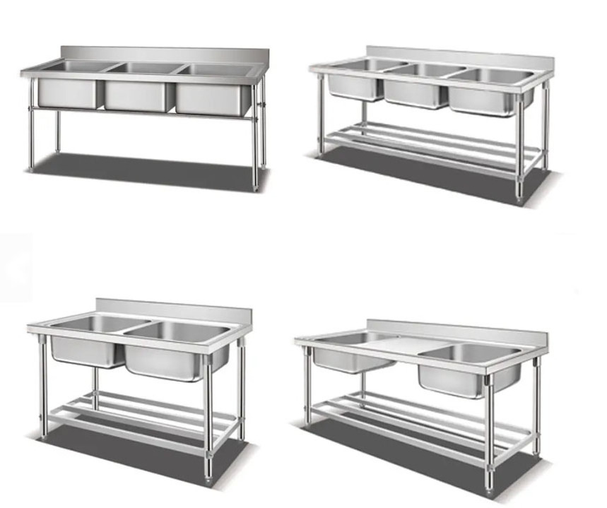 304 stainless steel kitchen bench single sink with working table kitchen table