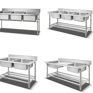 304 stainless steel kitchen bench single sink with working table kitchen table