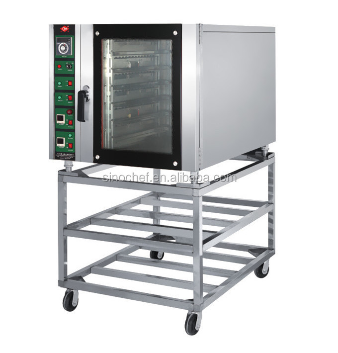 Bakery 6 trays electric hot air convection oven with trolley