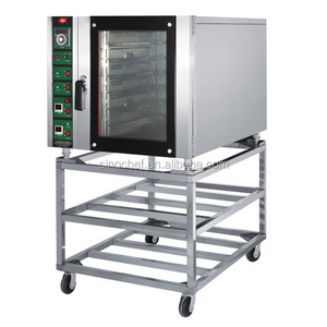 Bakery 6 trays electric hot air convection oven with trolley