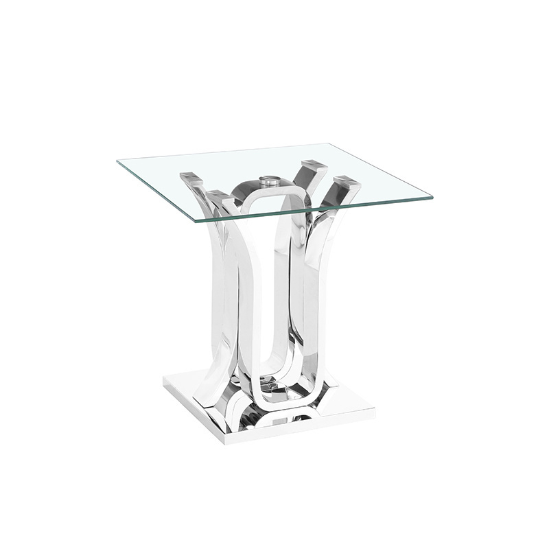 Modern square durable tempered glass coffee table and stainless steel coffee table  living room furniture