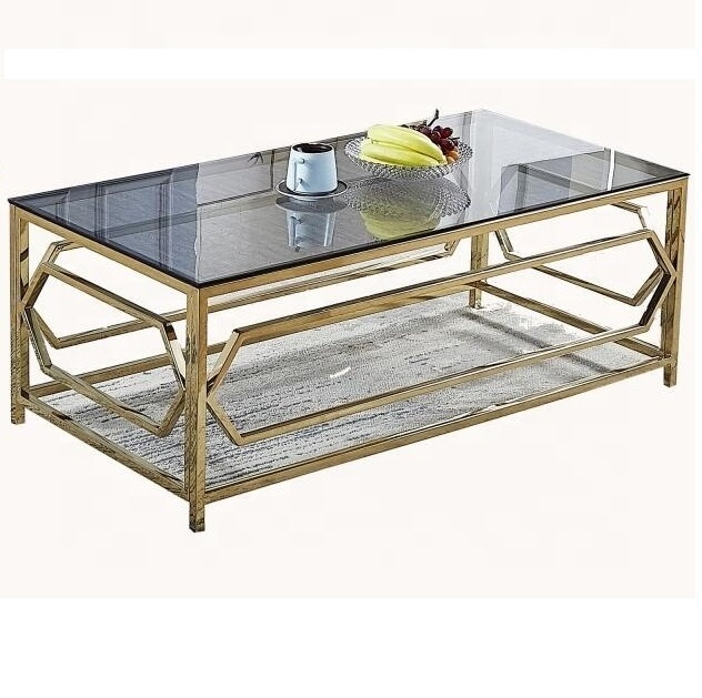 2021 newest modern simple style clear blue black brown glass marble top tea center coffee table