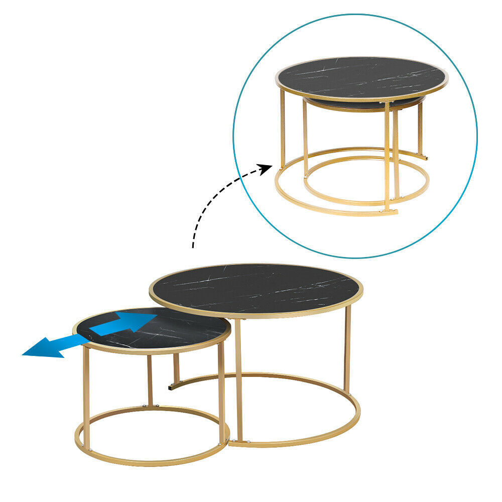 minimalist home furniture metal nesting tables with black glass tops round sofa table tempered glass coffee table