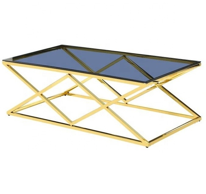 Sinochic Luxury Centre table Glass Top and Metal Gold Coffee Table For Home and Living Room Decoration Indoor Metal Furniture