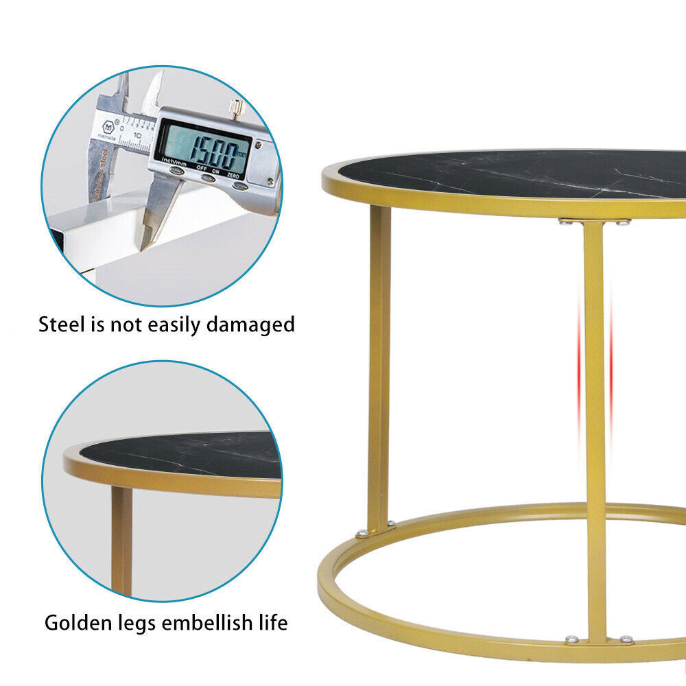 minimalist home furniture metal nesting tables with black glass tops round sofa table tempered glass coffee table