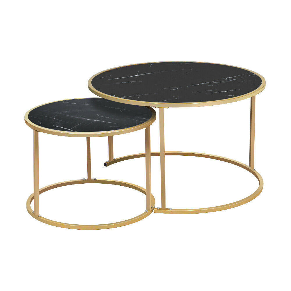 minimalist home furniture metal nesting tables with black glass tops round sofa table tempered glass coffee table