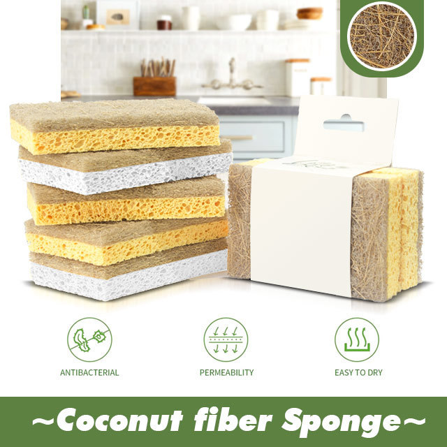 Natural Coconut Cleaning Sponge Eco-friendly Scouring Pad For Household Cleaning Sponge Biodegradable Cellulose