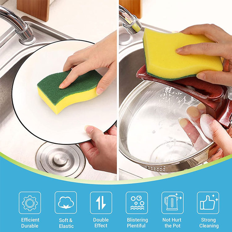 Spifit Eco-Friendly Kitchen Cleaning Sponges Customized Logo Scouring Pads and Scrubbers Hot Sale Dish Washing Sponge