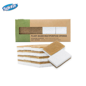 SPIFIT Eco-Friendly Odor-Free Biodegradable Plant-Based Scrubber Pads Coconut Cellulose Sponges for Kitchen Dish Washing