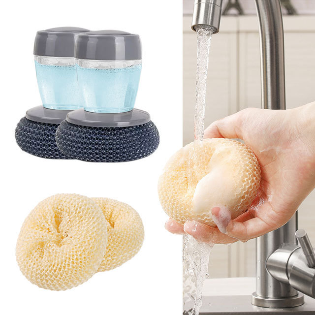 Multipurpose Reusable Kitchen Pot Cleaning Brush Multipurpose Brush Cleaning Sponge With Handle