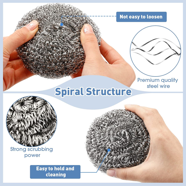 430 Metal Stainless Steel Wire Wool Pot Brass Scrubber Sponges Scrubbing For Cleaning Kitchen