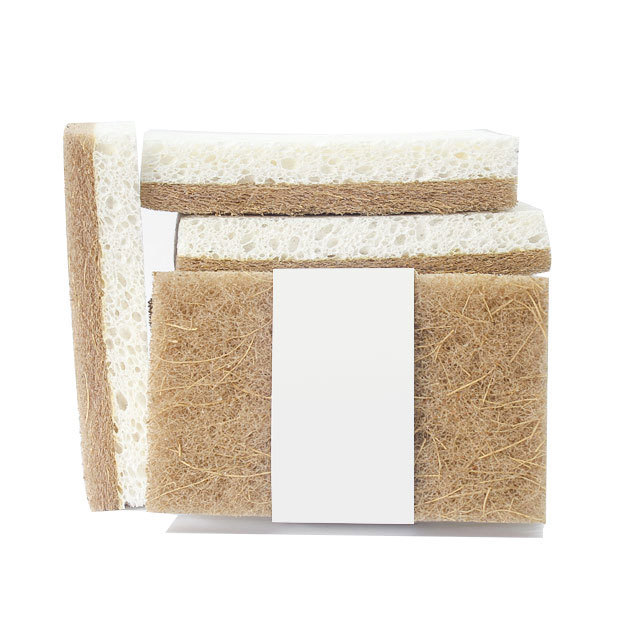 Spifit Heavy Cleaning Custom Logo Good Cleaning Ability Natural Wooden Pulp Coconut Fiber Cellulose Sponge