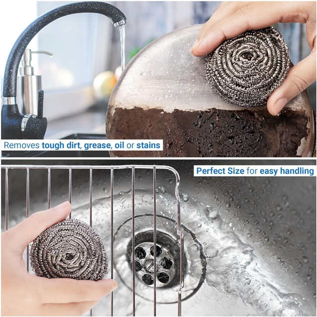 430 Metal Stainless Steel Wire Wool Pot Brass Scrubber Sponges Scrubbing For Cleaning Kitchen