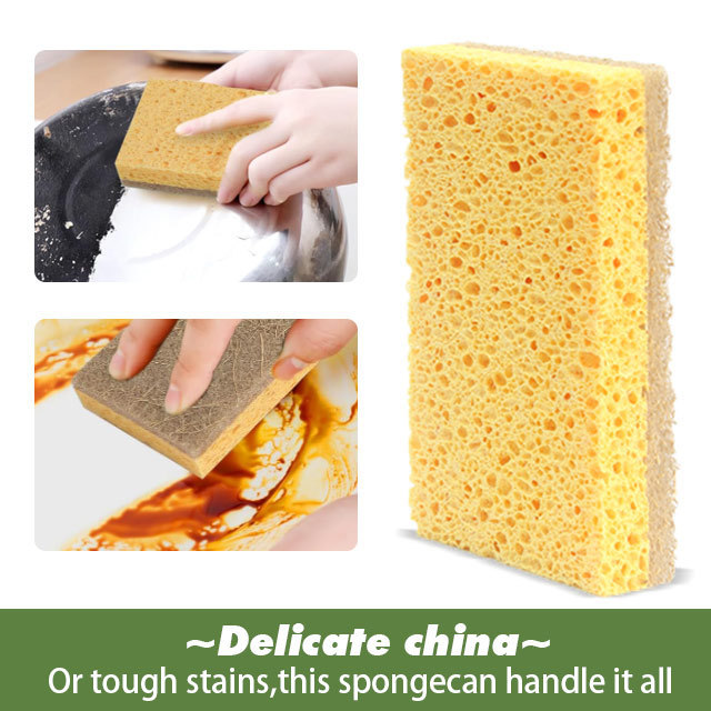 Spifit Heavy Cleaning Custom Logo Good Cleaning Ability Natural Wooden Pulp Coconut Fiber Cellulose Sponge