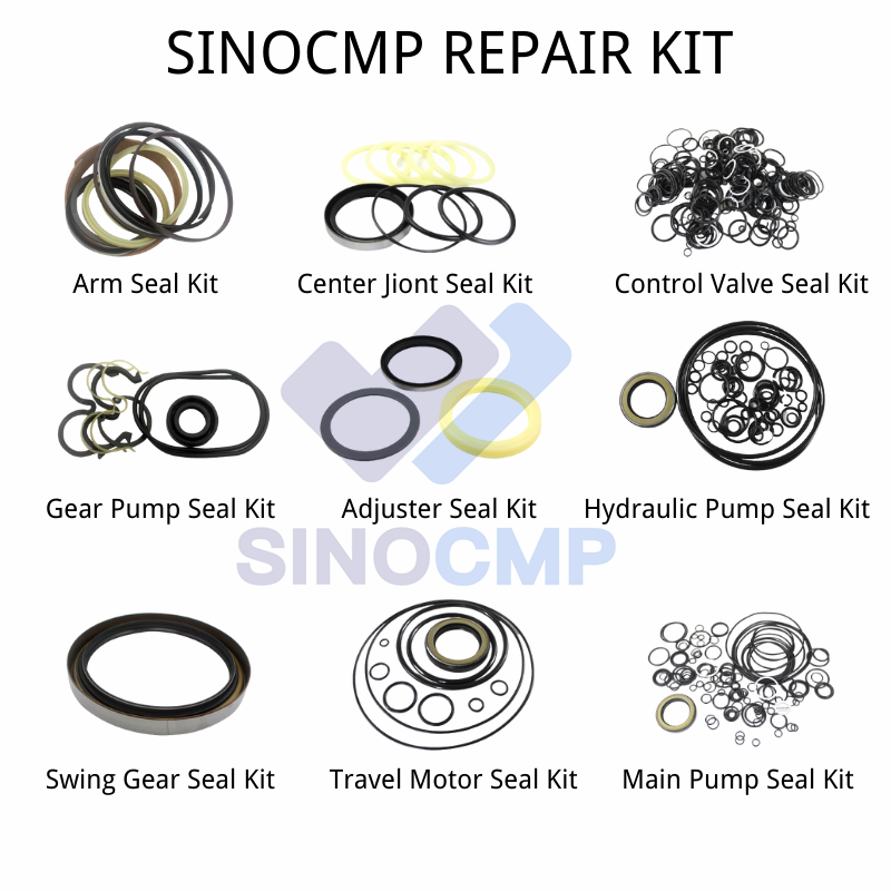 SINOCMP Excavator Seal Kit Arm Boom Bucket /Control Valve Seal Kit Seal Kit for Hydraulic Cylinder