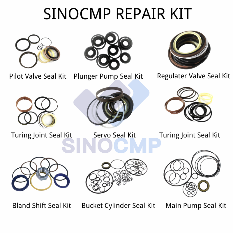 SINOCMP Excavator Seal Kit Arm Boom Bucket /Control Valve Seal Kit Seal Kit for Hydraulic Cylinder