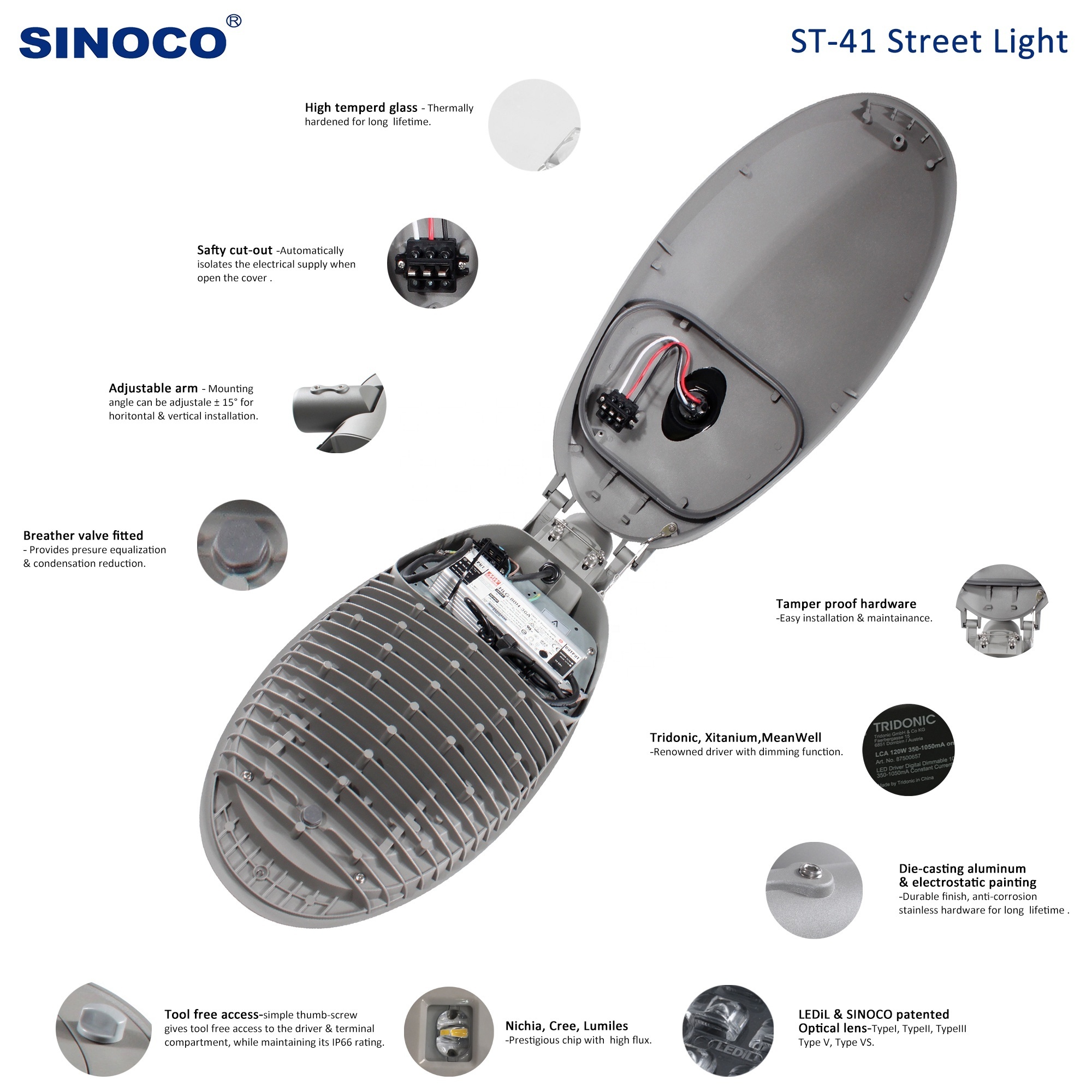 Sinoco ETL  IP66 Outdoor solar led street light