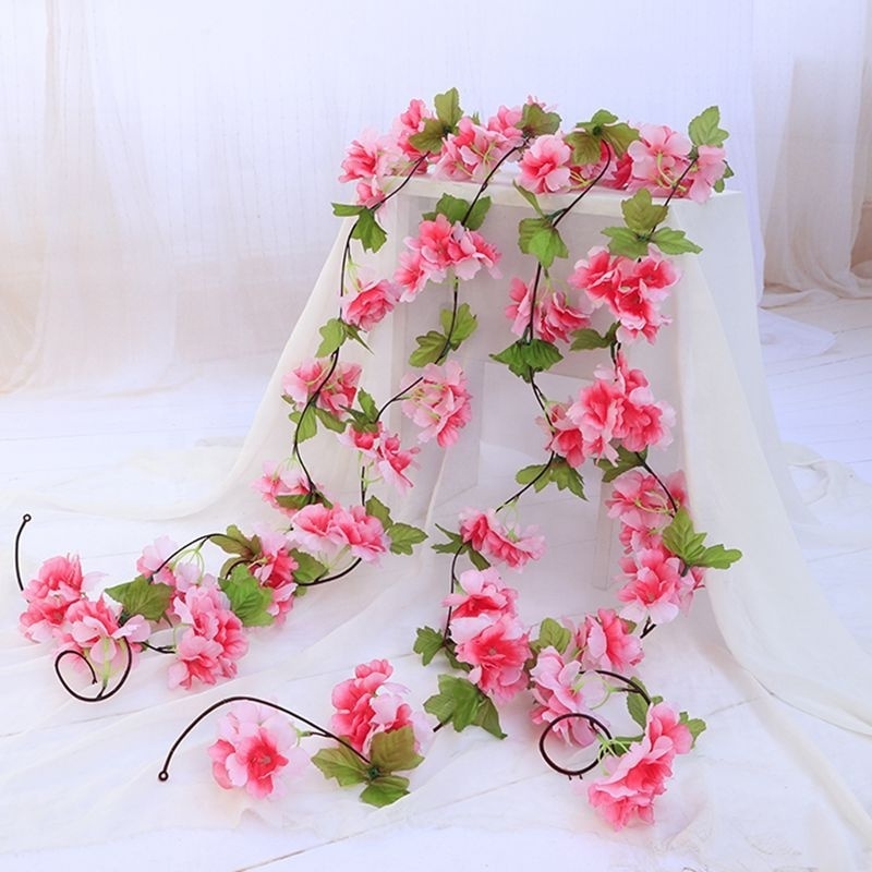 Hot Sale Cherry Vine Garland for Home Wall Decoration Hanging Artificial Cherry Blossom Vine