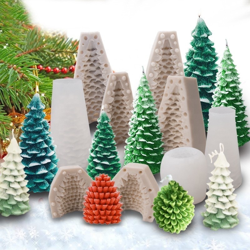 Luxury High Quality Decorative  Christmas Tree Cake Mold Silicone Soap Candle Mold