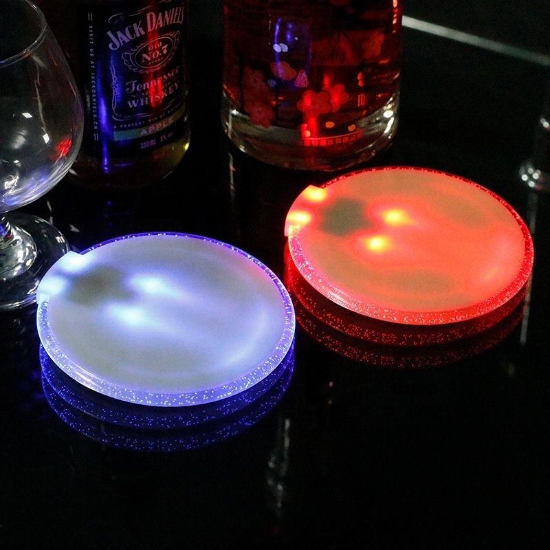 Bar ware Acrylic Waterproof Bottle Cup Mat LED Car Cup Holder Intelligent Luminous Water Drink Light Car Led Cup Coaster