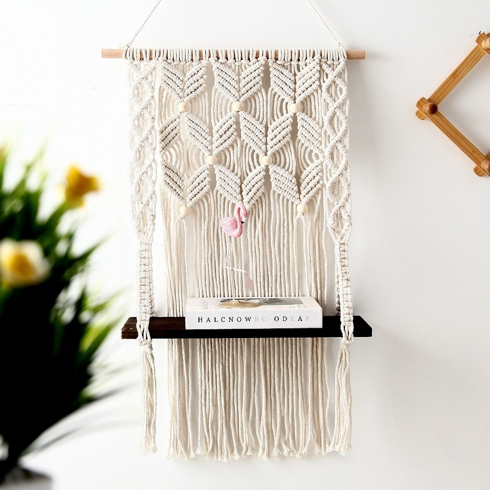 Home decoration Handmade Macrame Wall Hanging Shelf Boho Indoor Rope Plant Hanger Holder