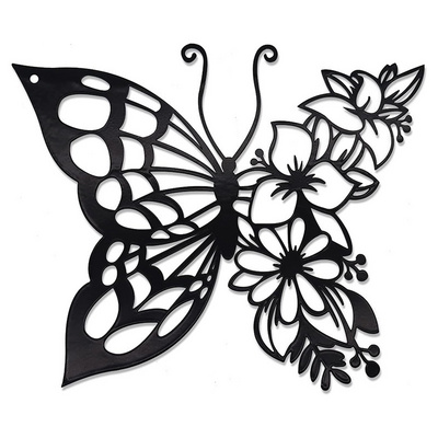 12-Inch Iron Butterfly Flower Silhouette Elegant Metal Wall Art for Home Decor for Weddings Bedroom Living Room Wall Hanging