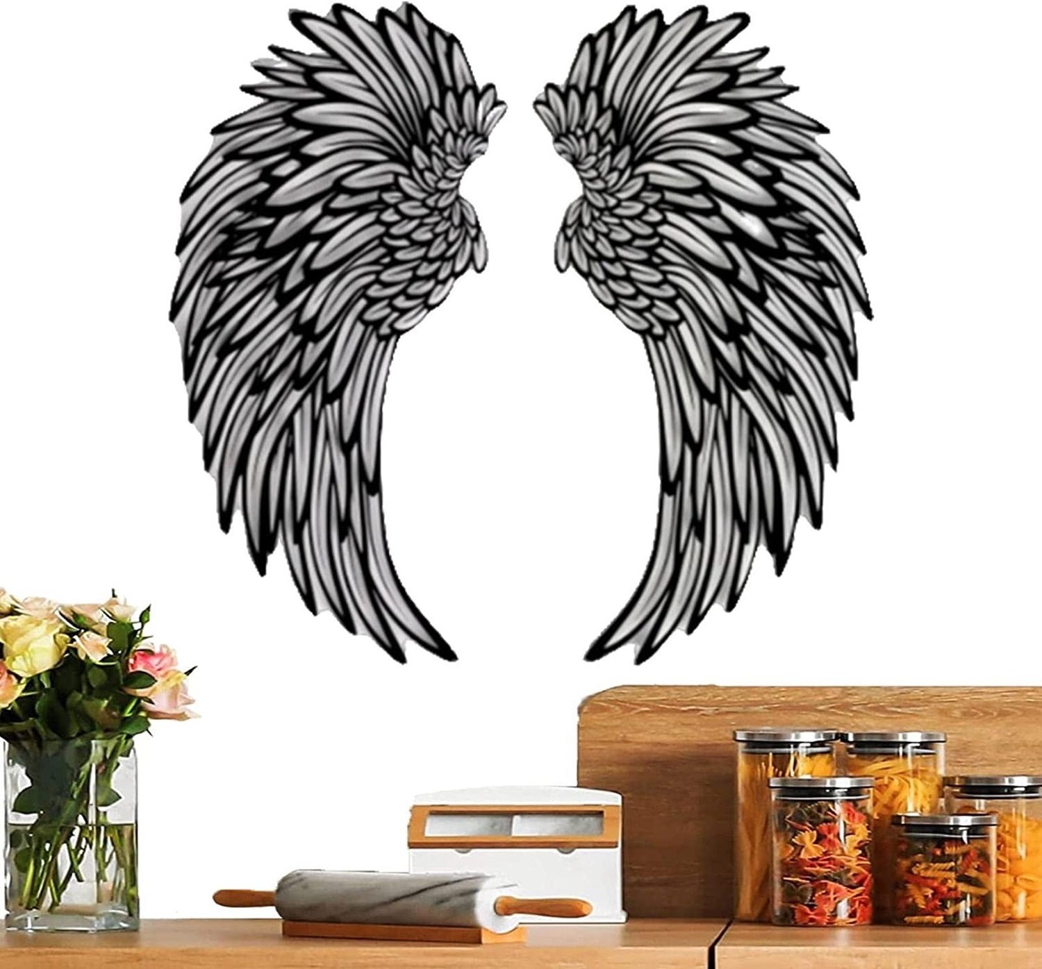 silhouette black angel wings glowing party holiday metal wall decorations art lighting gifts