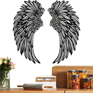 silhouette black angel wings glowing party holiday metal wall decorations art lighting gifts