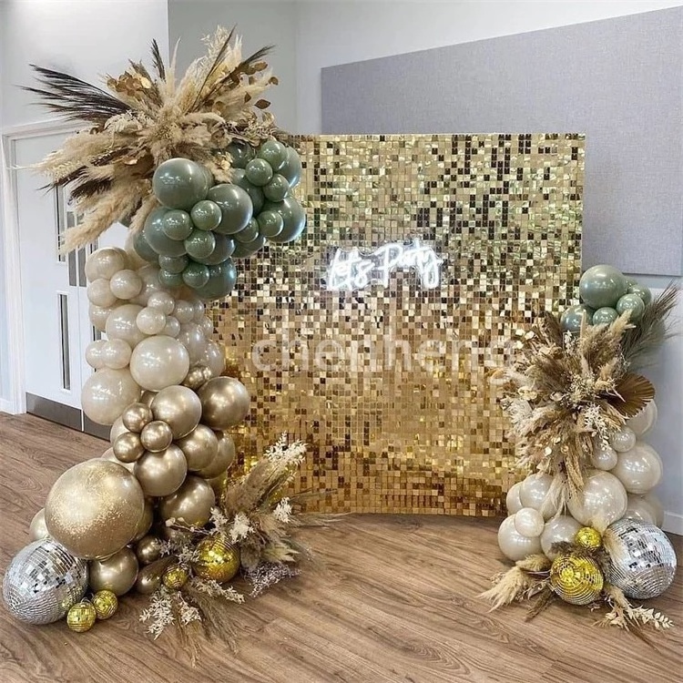 USA Wedding Supplies Mirror Gold Shiny Glitter Board Shimmer Sequin Panel Wall Backdrop