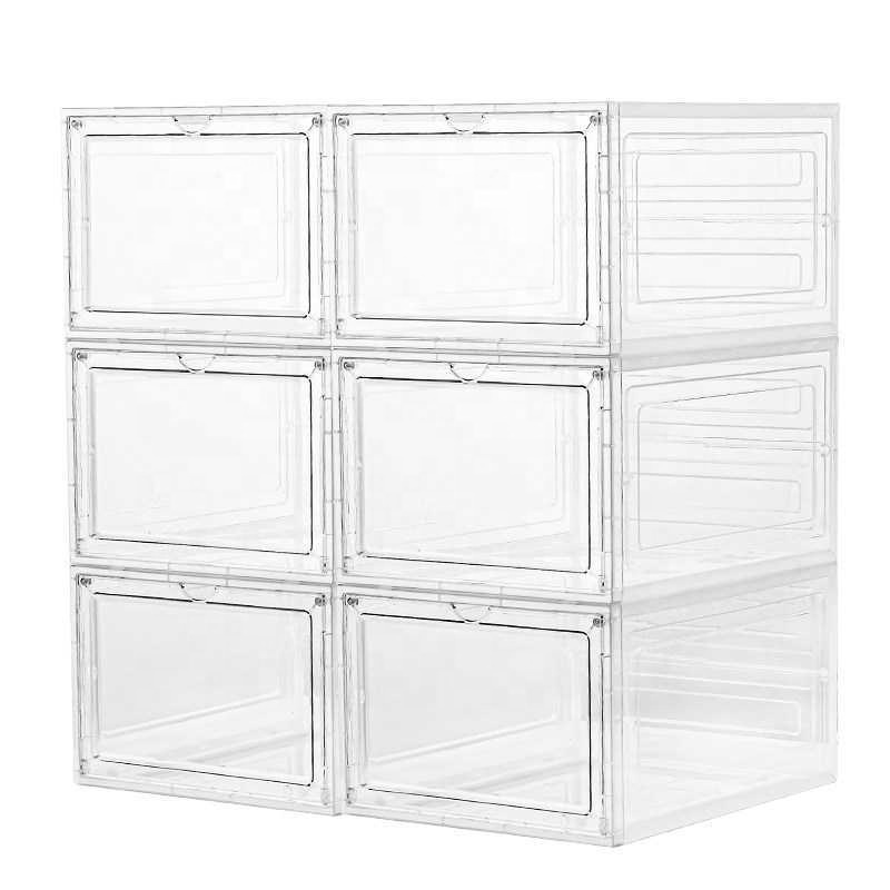 Hot Sales Simple Folding Dustproof Transparent AJ Sport Shoe Box Stackable Plastic Shoe Storage Boxes