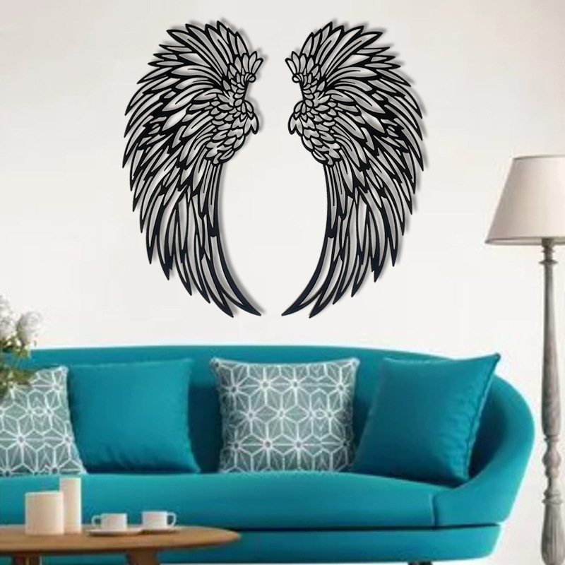 silhouette black angel wings glowing party holiday metal wall decorations art lighting gifts