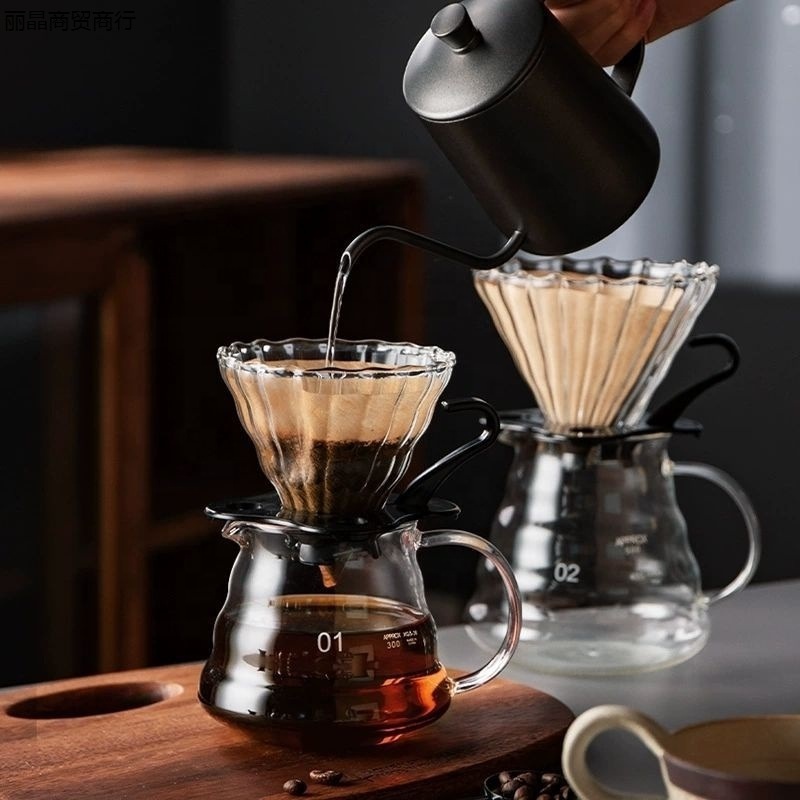 Glass Coffee Pot Cloud Coffee Server Pour Over Set Coffee Filter Kettle Portable Heat Resistant Teapot