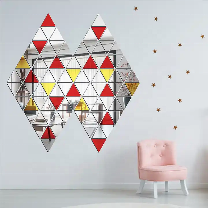 Acrylic triangle combination mirror wall sticker DIY three-dimensional self-adhesive living room room decor