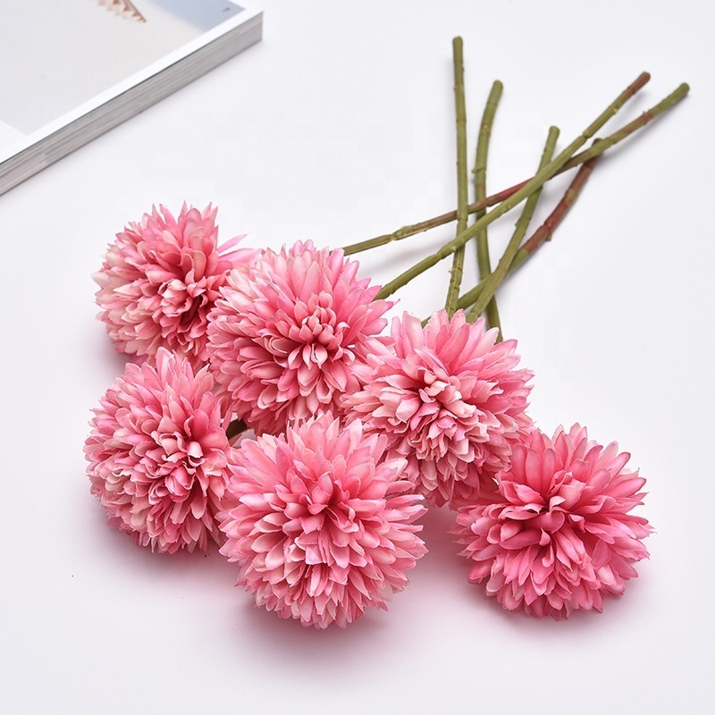 Single head decoration flowers silk dandelions pompom flowers