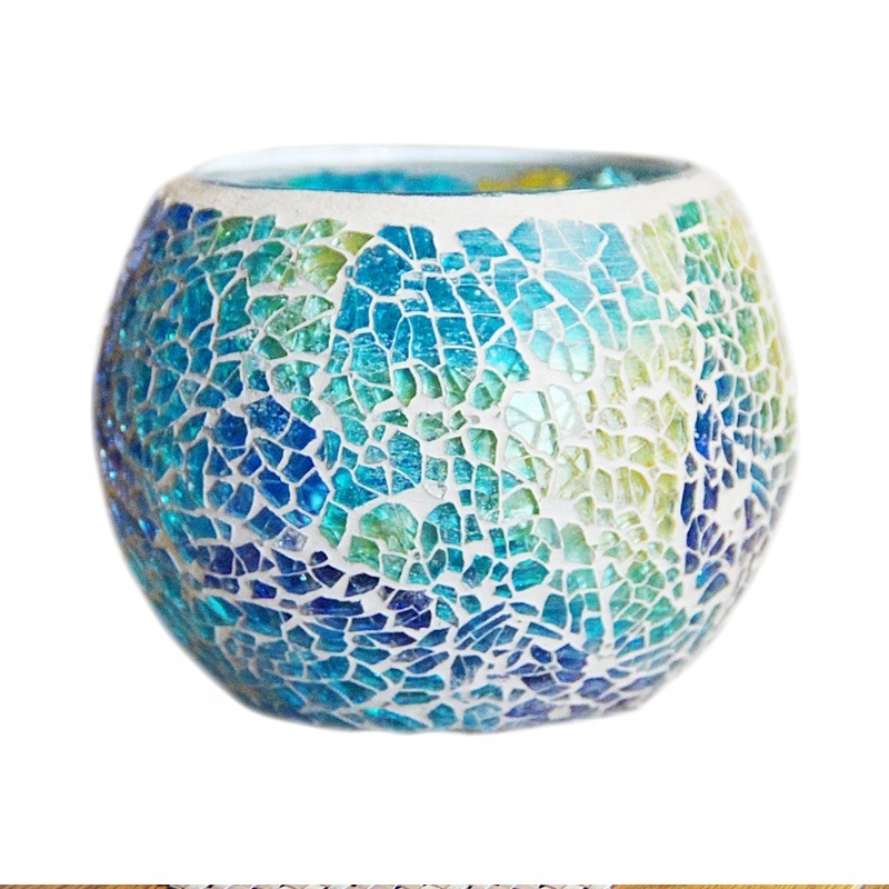 Blue Mosaic luxury glass candle jar candle holder votive