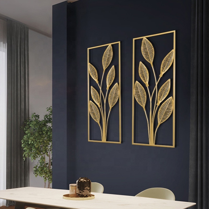 Hanging leaf wall art Modern Luxury 3D Gold Wall Decor for Living Room