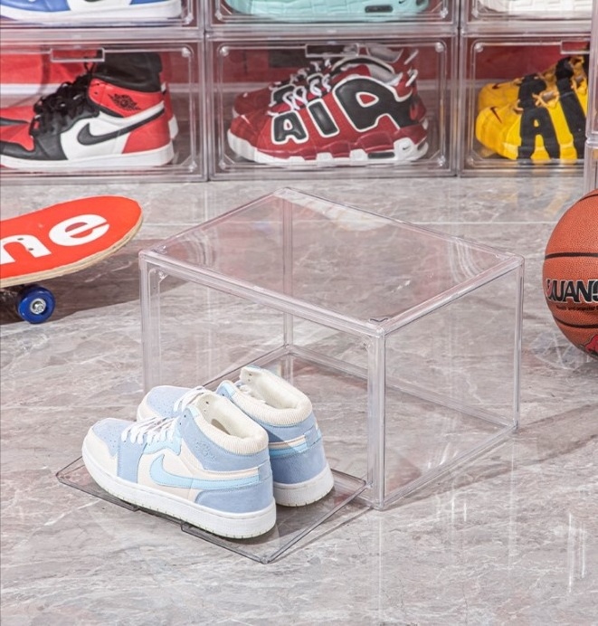 New transparent acrylic shoe box sneaker stackable shoe storage