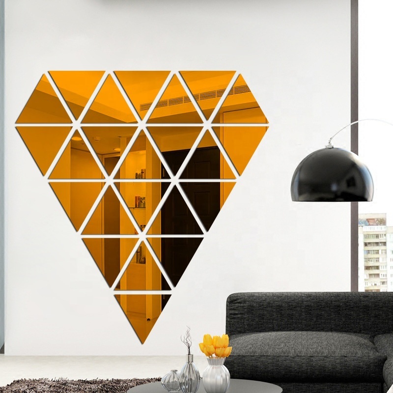 Acrylic triangle combination mirror wall sticker DIY three-dimensional self-adhesive living room room decor