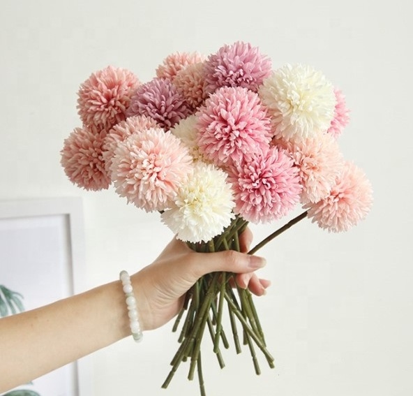 Single head decoration flowers silk dandelions pompom flowers