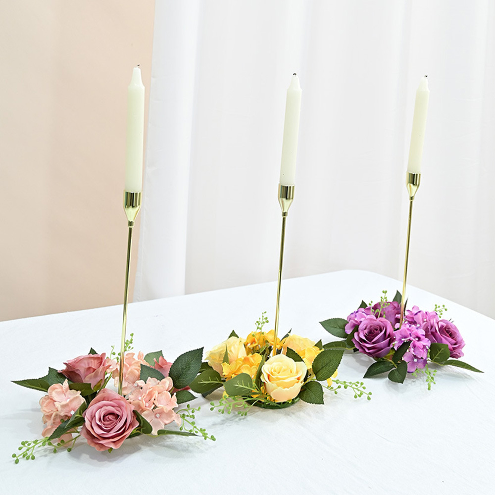 Tall Candelabra Floral Centerpiece Stand for Mother's Day Graduation Valentine's Day Wedding Party Event Decor Candle Display