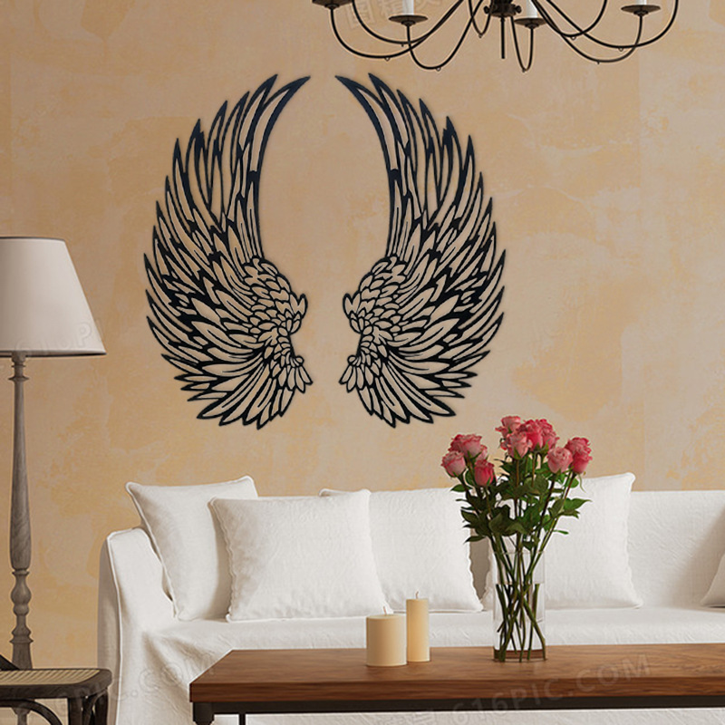 silhouette black angel wings glowing party holiday metal wall decorations art lighting gifts